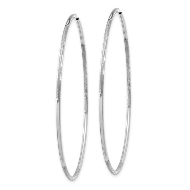 Curata 14k White Gold Sparkle Cut Endless Hoop Earrings - 51x51mm