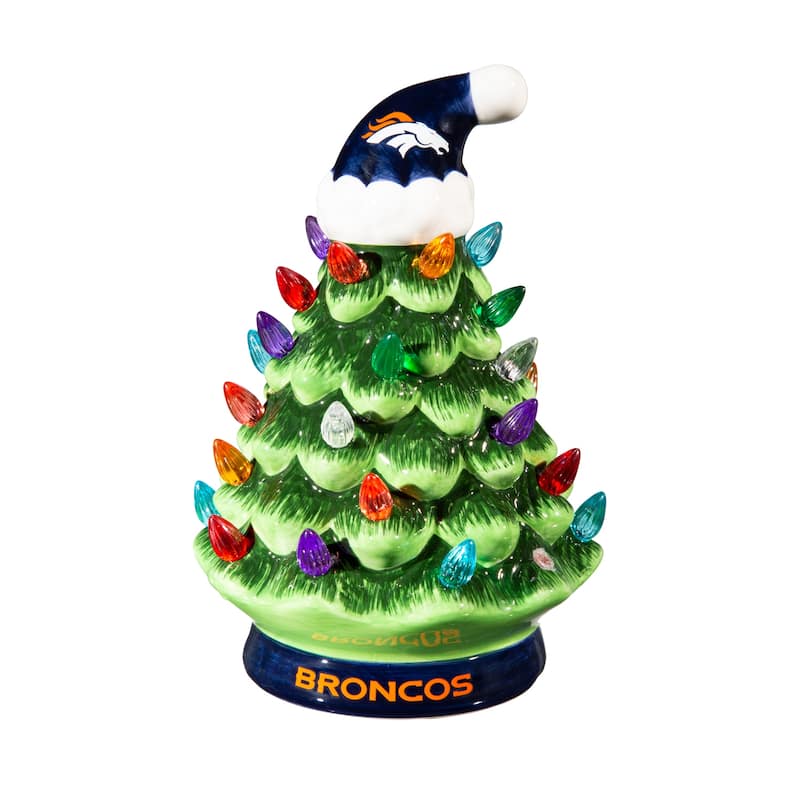 8" LED Ceramic Tabletop Christmas Tree, Denver Broncos