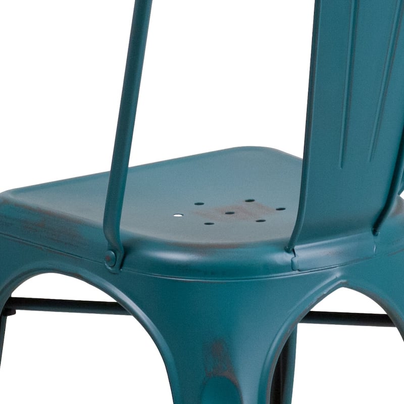 Distressed Metal Indoor/ Outdoor Stackable Chair