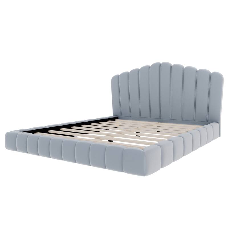 Bed Frame Shell-Shaped Headboard for Bedroom