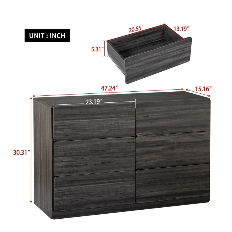Dresser for Bedroom, Modern 6 Drawer Dresser