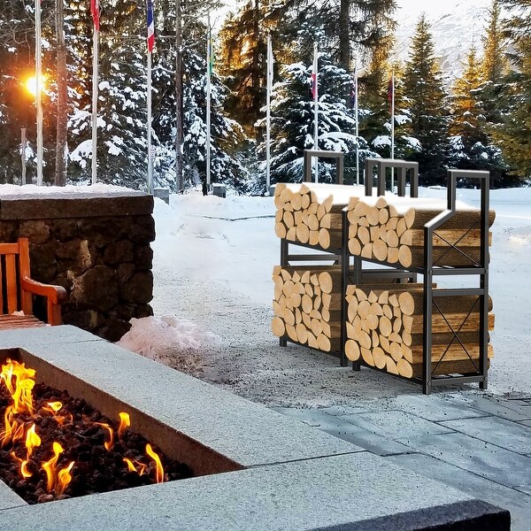 Firewood Rack for Indoor, 2-Tier Firewood Holder - On Sale - Bed