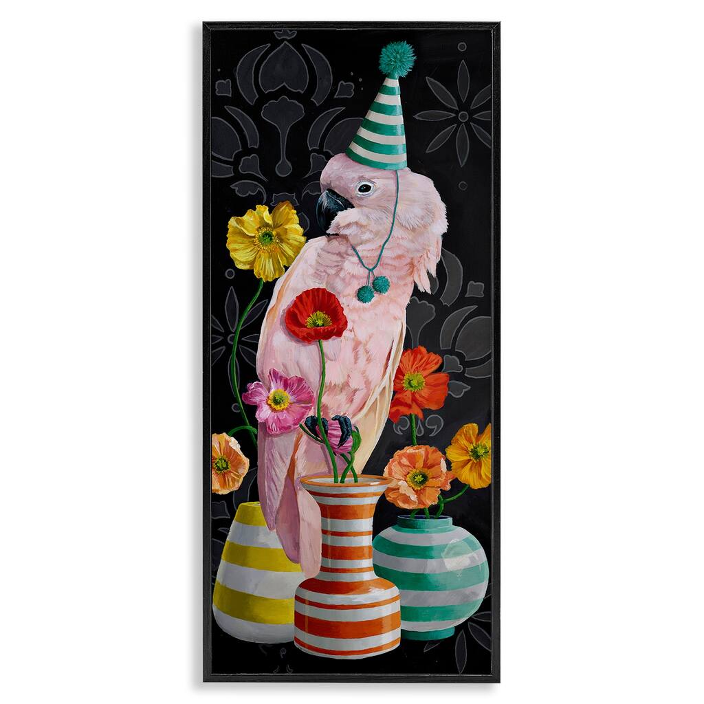 Stupell Cockatoo & Striped Vases Framed Giclee Art Design By Heather Gauthier
