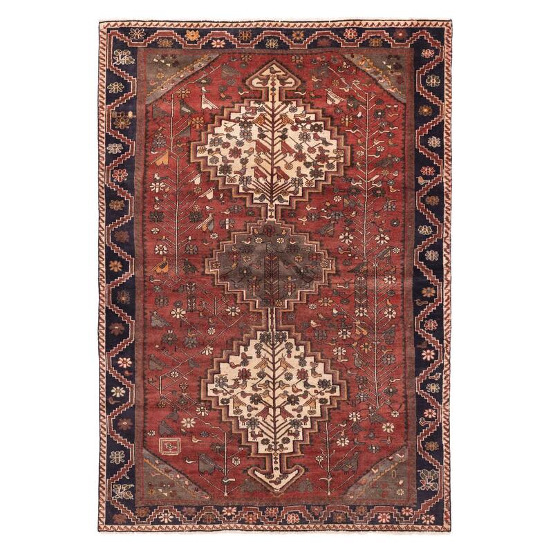 ECARPETGALLERY Hand-knotted Konya Anatolian Dark Red Wool Rug - 6'5 x 9'6