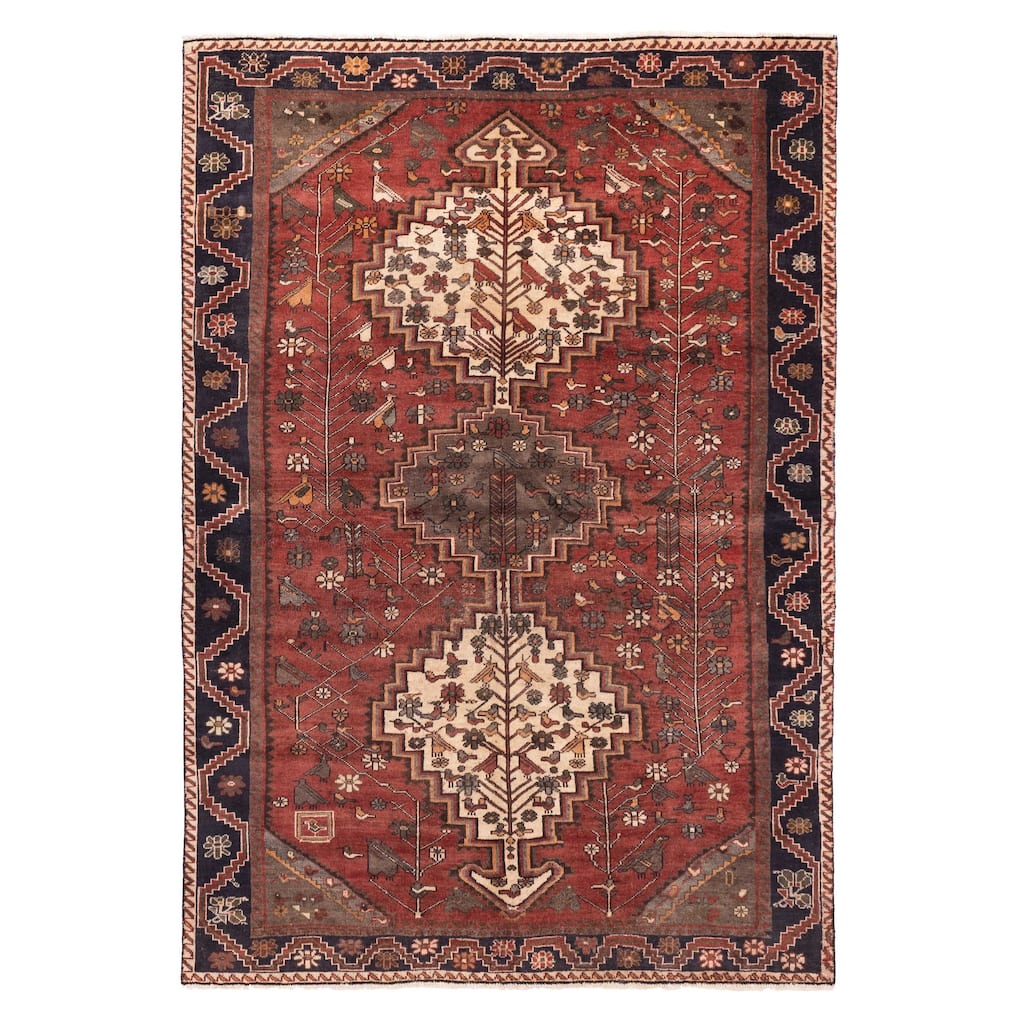 ECARPETGALLERY Hand-knotted Konya Anatolian Dark Red Wool Rug - 6'5 x 9'6