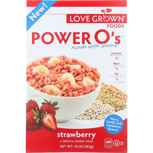 Love Grown Foods Cereal - Power Os - Strawberry - 10 oz - case of 6
