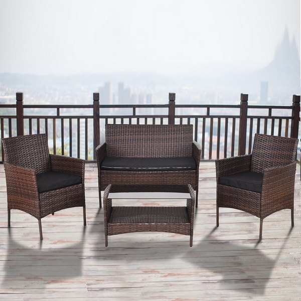 Wtsenates Best Ideas Tampa Rattan 4 Piece Outdoor Furniture Set Collection 5066