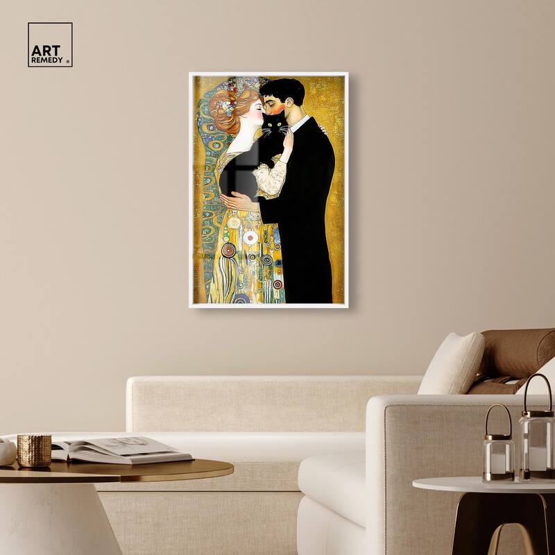 Kiss with Cat Shadowbox by Art Remedy