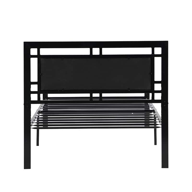 Black Sturdy Metal Bed with Headboard and Footboard