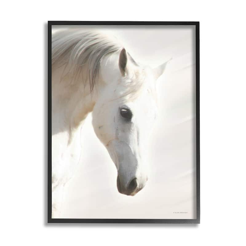 Stupell White Stallion Portrait Minimal Southwestern Horse Framed Wall Art - 24 x 30 - Black