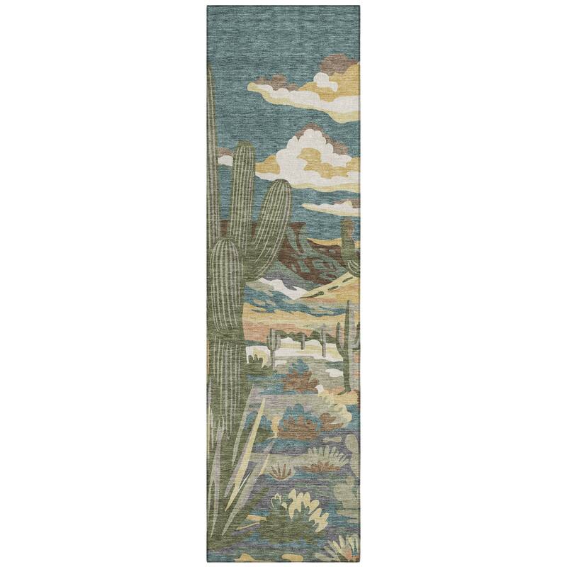 Machine Washable Indoor/ Outdoor Southwestern Mesa Chantille Rug