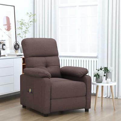 vidaXL Massage Recliner Dark Brown Fabric - 28.7" x 35.4" x 39.4"