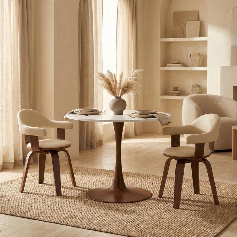 Bristol Modern 31" Round Sintered Stone Dining Table with Pedestal Base - Minimalist Scratch-Resistant Kitchen Table