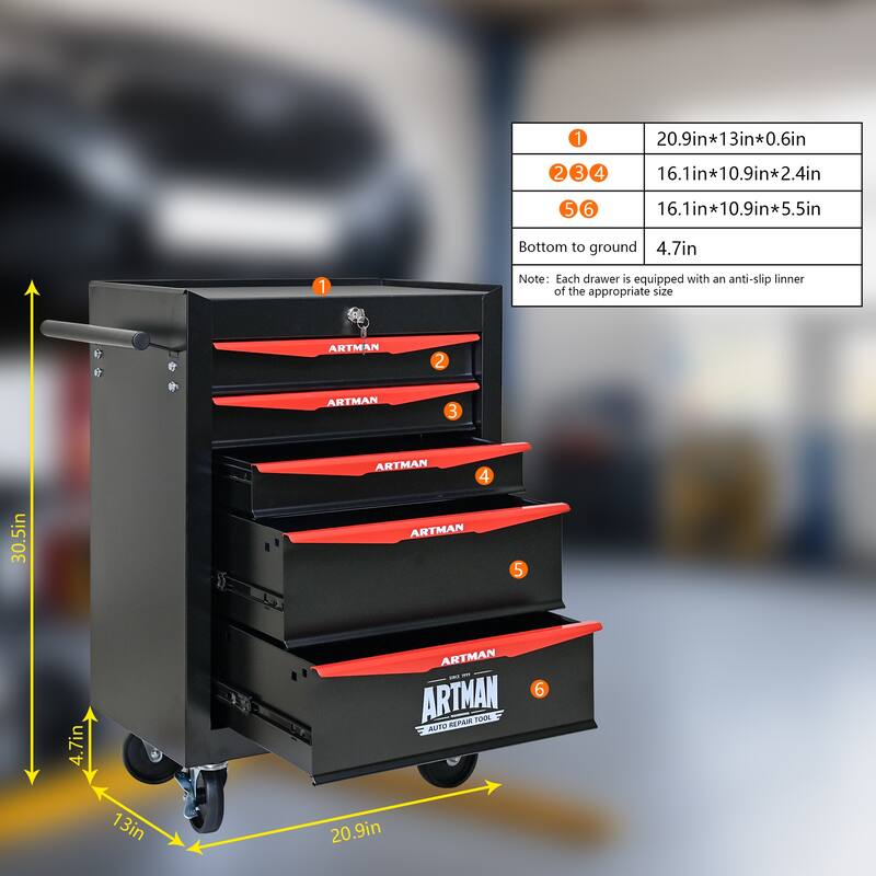 Rolling Metal Tool Cart with 4/5/6/7 Drawers,Ball Bearing Drawer Slide