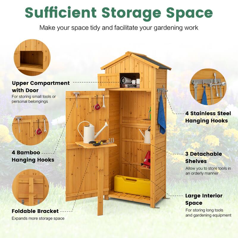 Costway Garden Storage Shed Outdoor Lockable Storage Cabinet Tool - See Details