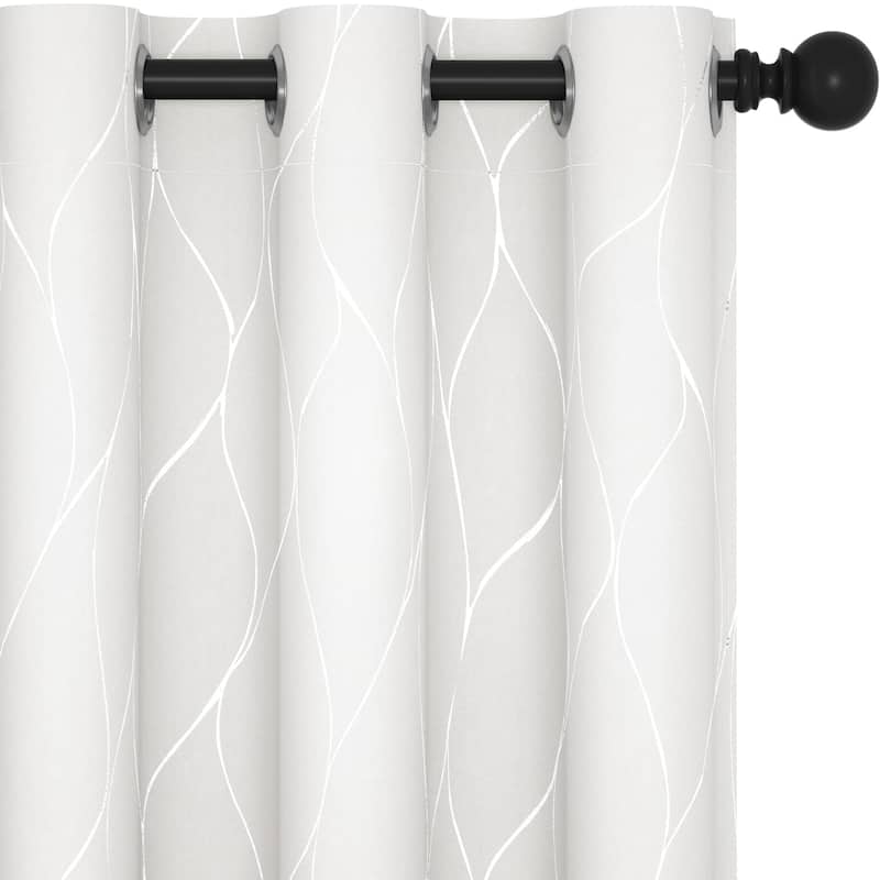 Deconovo Silver Line 42 Width Curtain Panel Pair (2 Panel)