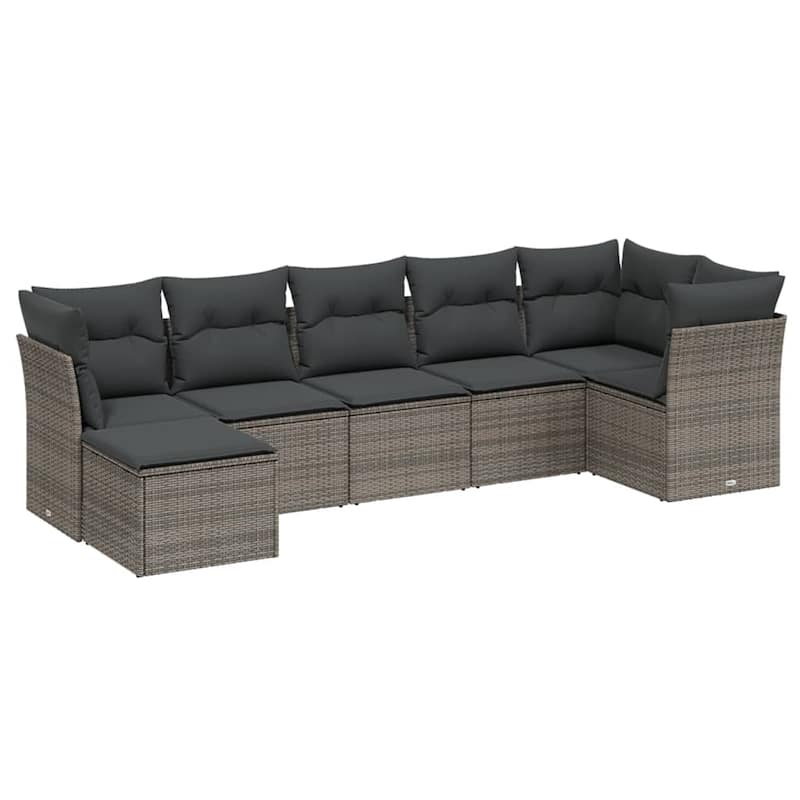 vidaXL Garden Sofa Set Beige/Black/Brown/Grey