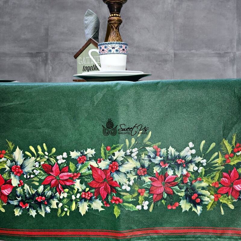 Christmas Acrylic Coated Wipeable Spill Resistant French Tablecloth