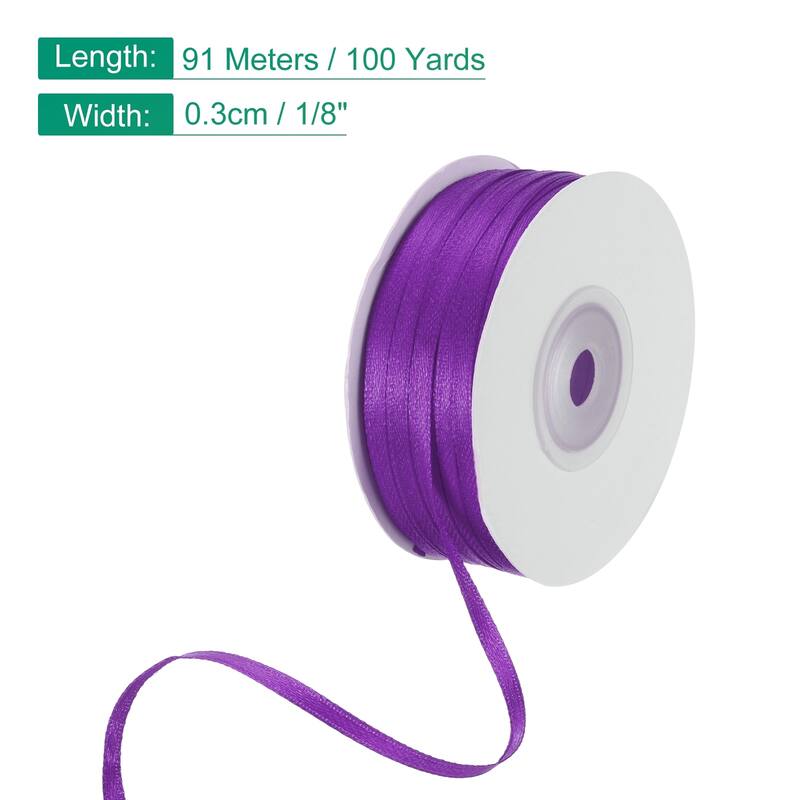 Satin Ribbon, 1/8 Inch x 100 Yards Double Face Satin Ribbon - 1/8 Inch - Dark Purple