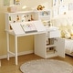 preview thumbnail 3 of 17, Solid Pine Wood Kids Study Desk with Storage Shelves & USB Clip Lamp, White Children Writing Desk for Bedroom or Playroom