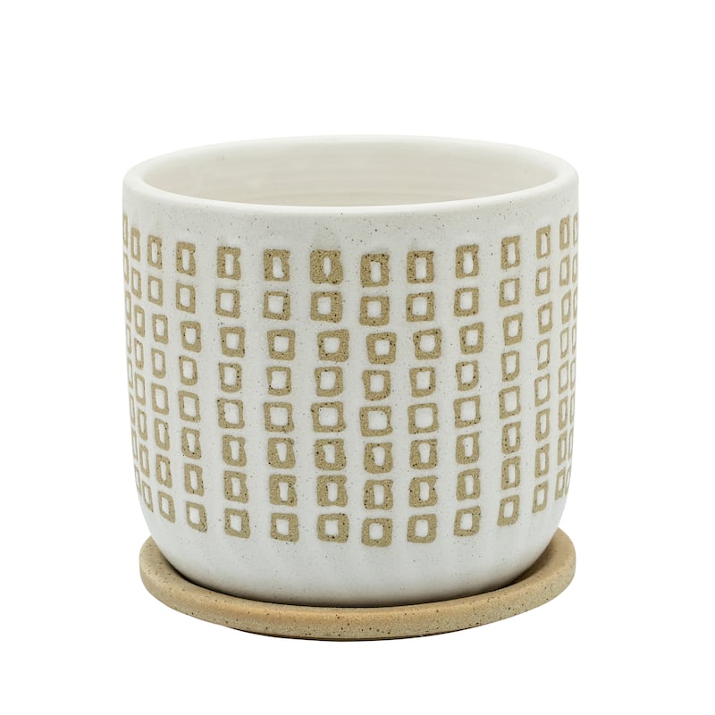 Sagebrook Home Ceramic Planter with Saucer