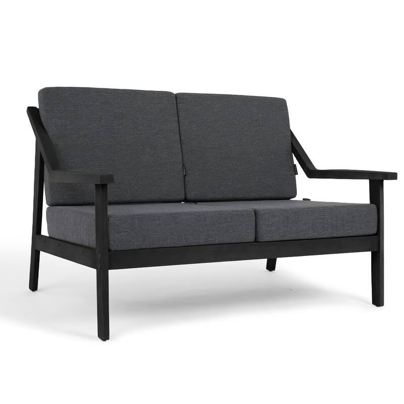 Outdoor Wood Teak Patio 2 Seater Loveseat with Cushion