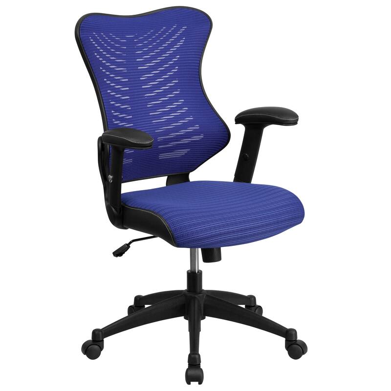 High-Back Mesh Swivel Office Chair with Padded Armrests