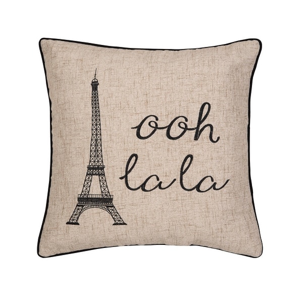 Ooh La Paris Embroidered Decorative Accent Throw Pillow