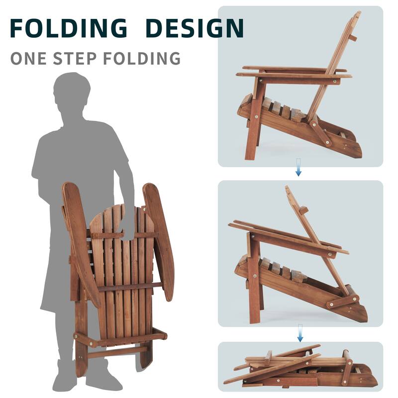 Wooden Outdoor Folding Adirondack Chair Set of 2/4 Wood Lounge Patio Chair for Garden,Half Assembled Backrest