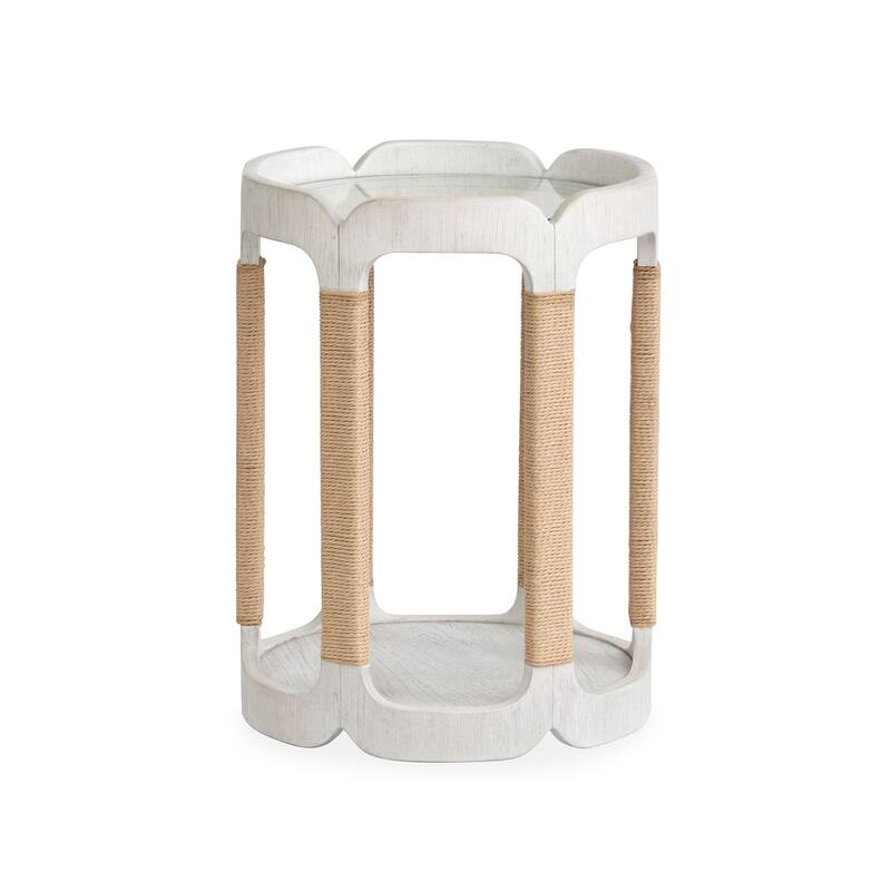 Magnussen Home Sunset Cove Moonlight Pearl Drum Table - 18''W x 18''D x 24''H