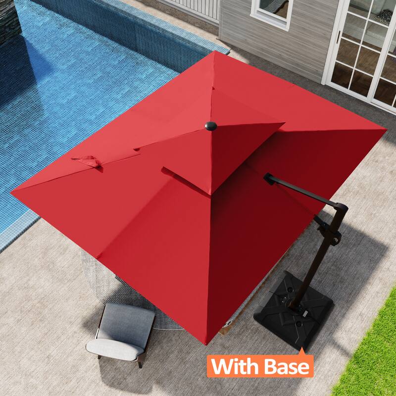 Pellebant 9X11FT Outdoor Patio Umbrella Cantilever Offset with Base