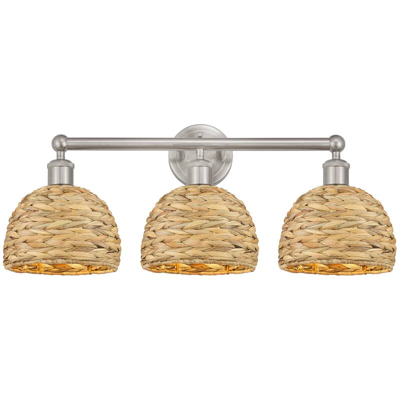 Innovations Lighting Endless Possibilities Edison - Woven Rattan - 3 Light 26" Bath Vanity Light - Brushed Satin Nickel