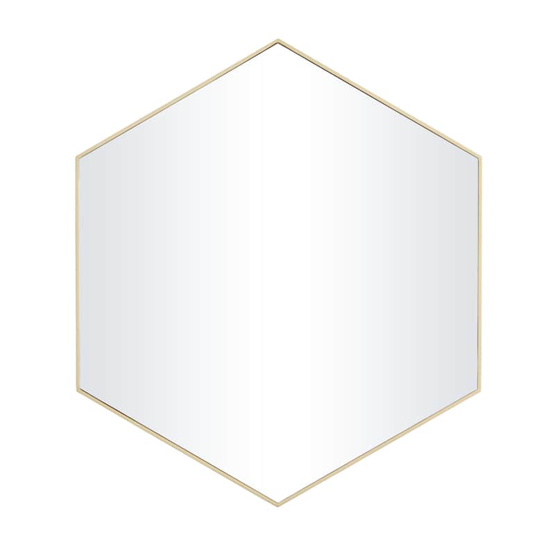Wooden Hexagon Room Wall Mirror with Thin Minimalistic Frame - Black or Gold - CosmoLiving by Cosmopolitan