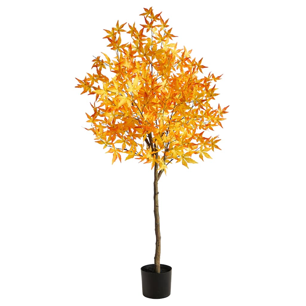 5 Ft Artificial Maple Tree - Fall Foliage Decor - Indoor Accent Tree - Home Accent - Green - 61 Inches and Over