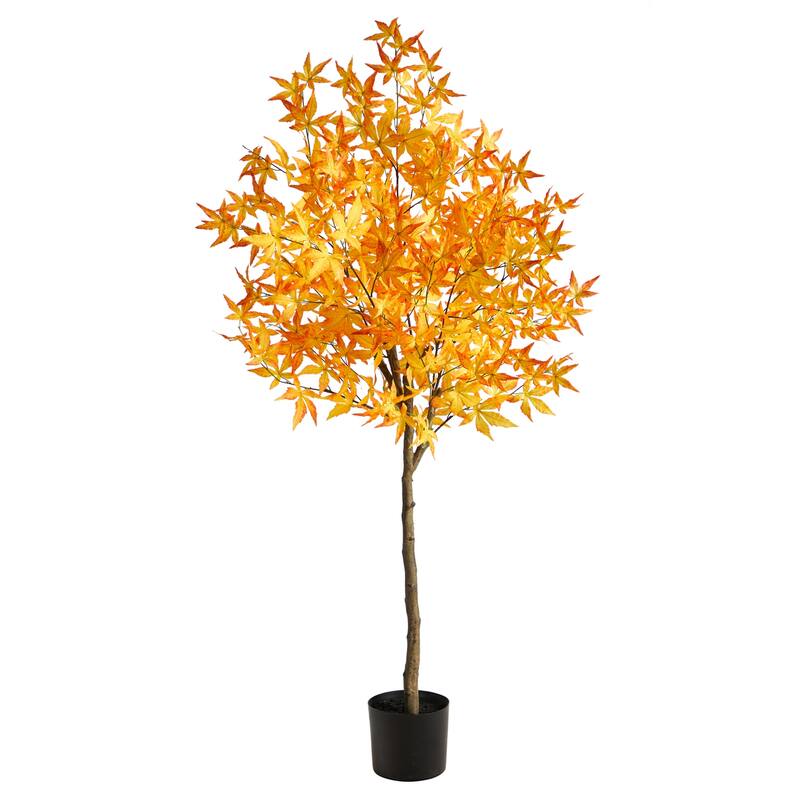 5 Ft Artificial Maple Tree - Fall Foliage Decor - Indoor Accent Tree - Home Accent - Green - 61 Inches and Over