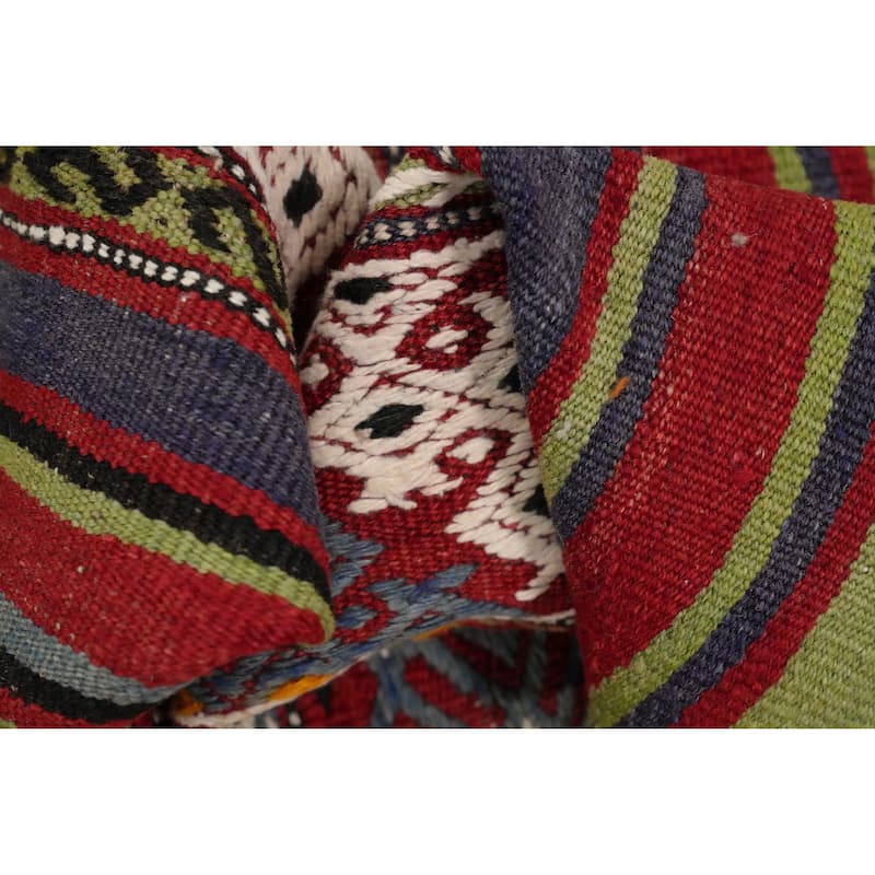 Hand Woven Oriental 100% Wool Carpet Southwestern Tribal Multi-Colored Kilim Area Rug - 7' 4'' X 4' 11''