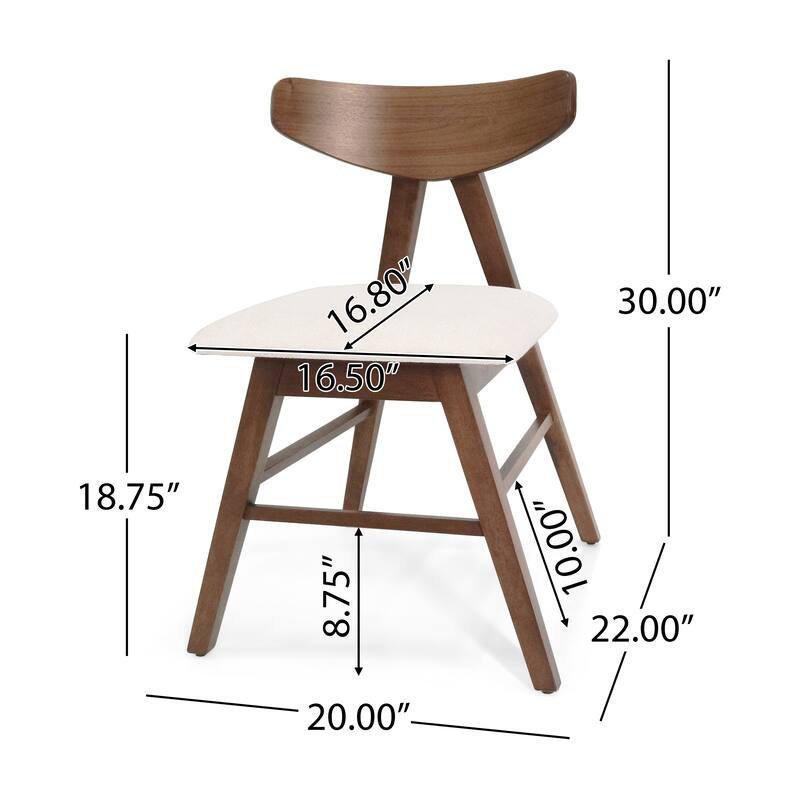 Mid-Century Modern V-shape Frames Dining Chair with Curved Backrest(Set of 2)