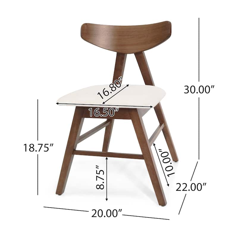 VIDA Mid Century Modern Dining Chairs Set of 2 Light Beige Upholstered Fabric Rubberwood Legs