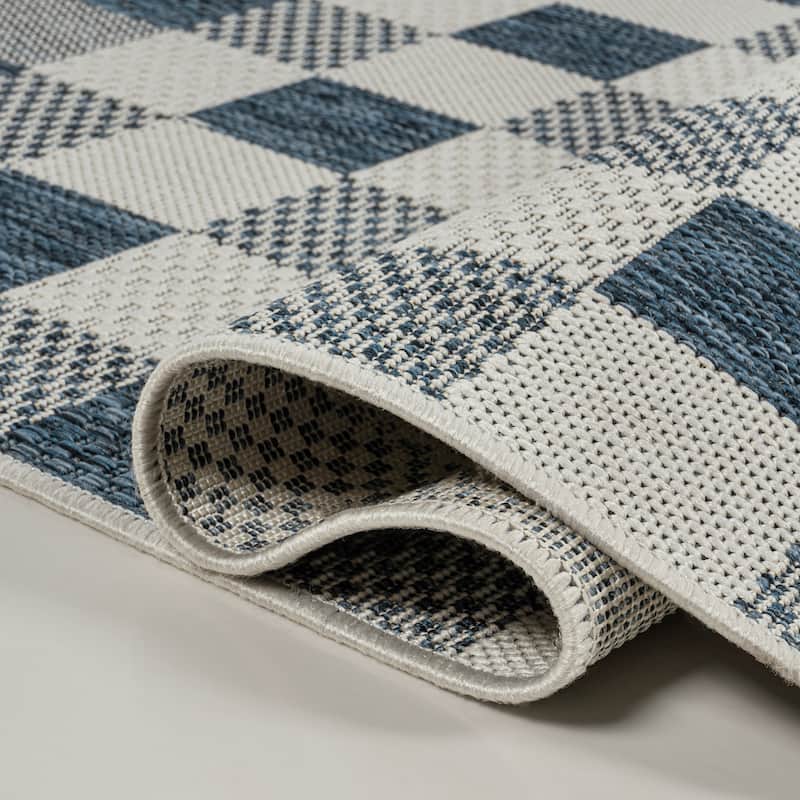 JONATHAN Y Biot Traditional Geometric Bold Gingham Black/Cream Indoor/Outdoor Area Rug