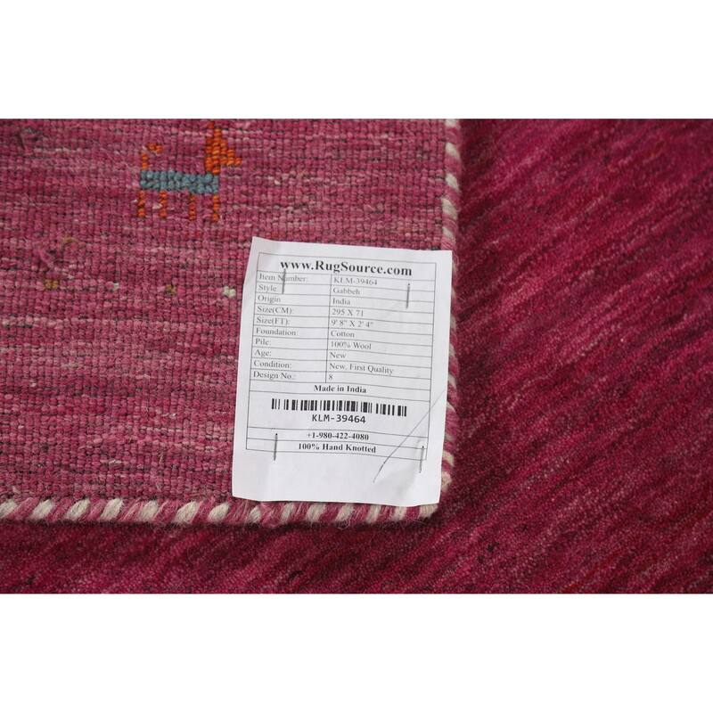 Violet Tribal Gabbeh Indian Runner Rug Handmade Wool Carpet - 2'4" x 9'8"