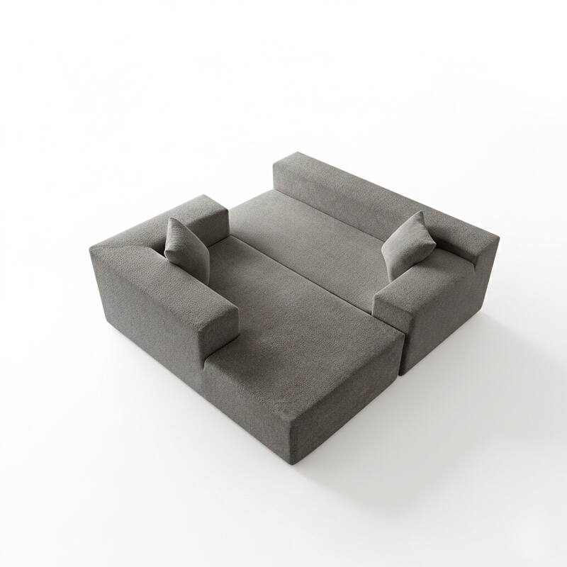 103.54" L-Shaped Modern High-Density Sponge Velvet Modular Sectional Sofa with Chaise & Pillows