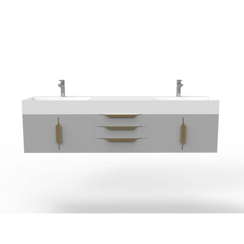 Amazon 72" Wall Mounted Bathroom Vanity Set w/ White Top