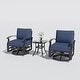 preview thumbnail 53 of 144, Aluminum Patio Outdoor Sectional Sofa Set with Fire Pit, Swivel Rocking Chairs and Ottomans SwivelSet - Navy Blue