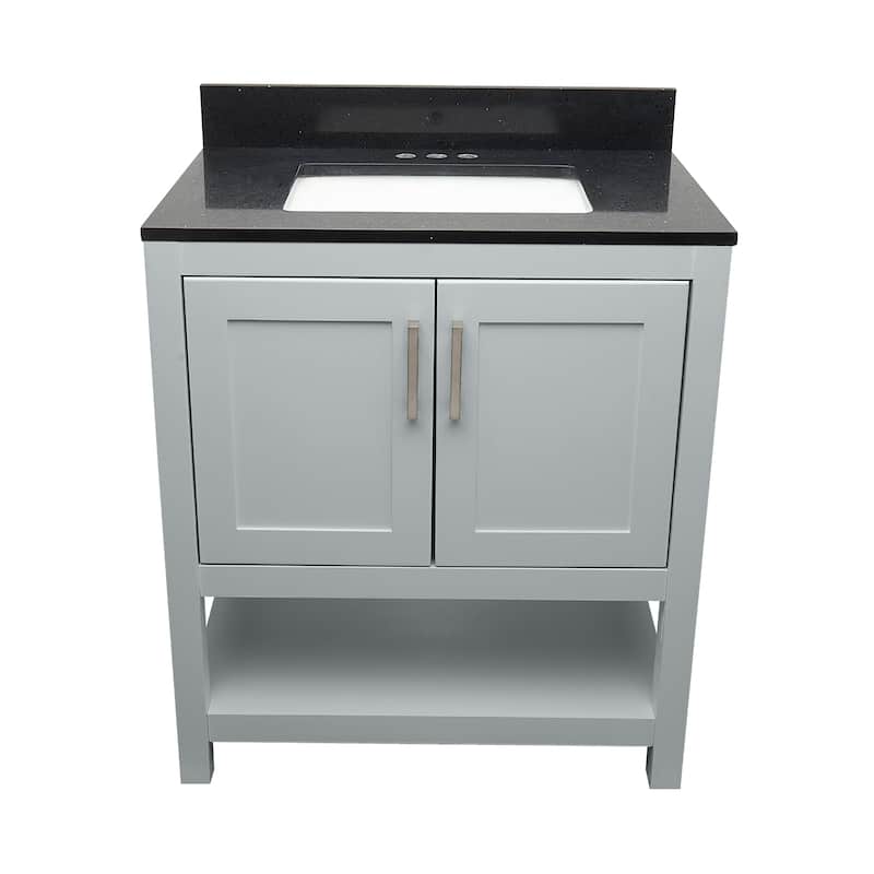 Taos 31" Bathroom Vanity with Cultured Marble Vanity Top Sink in White with White Basin
