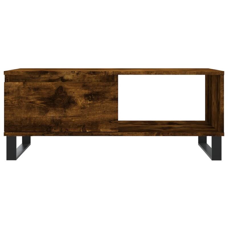 vidaXL Coffee Table Smoked/Brown Oak Engineered Wood, Metal 35.4x19.7x14.4 in - 19.7 x 35.4 x 14.4