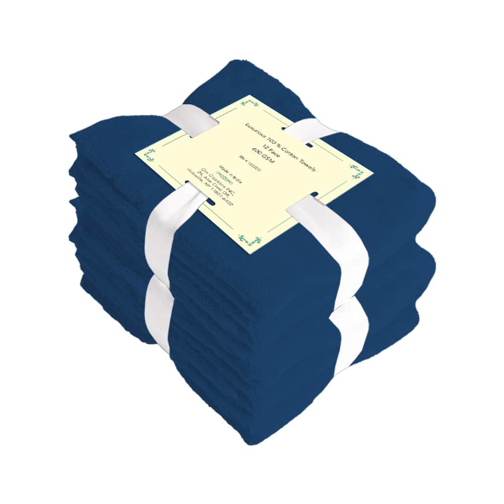 Cotton Washcloths - Pack of 12-600 GSM Soft & Absorbent, Quick-Drying, for Beach Houses, Hotels, and Rental Properties