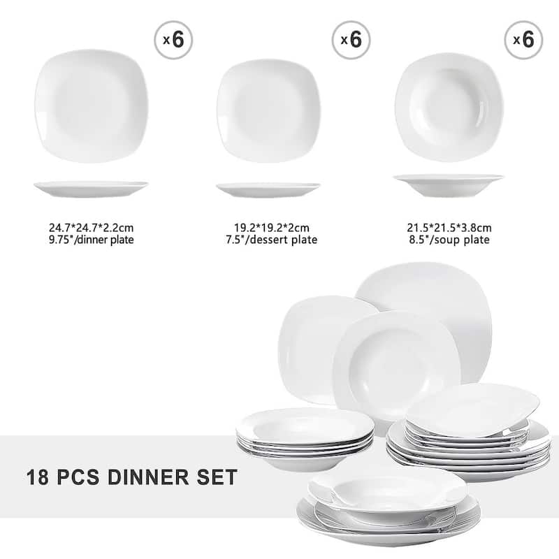 MALACASA Elisa Porcelain Dinnerware Set (Service for 6)