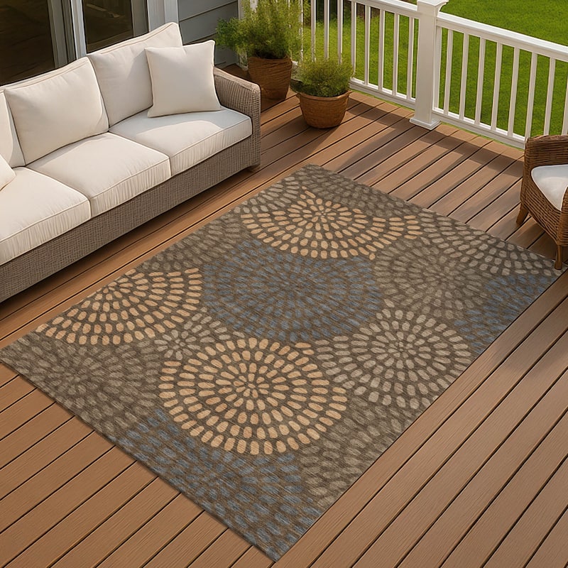 Machine Washable Indoor/ Outdoor Casual Ric Chantille Rug
