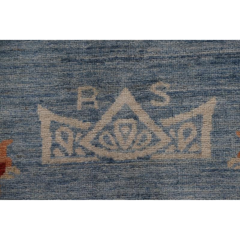 Hand Knotted Oriental 100% Wool Carpet Traditional Floral Navy Blue & Blues Art Deco Area Rug - 11' 8'' X 8' 10''