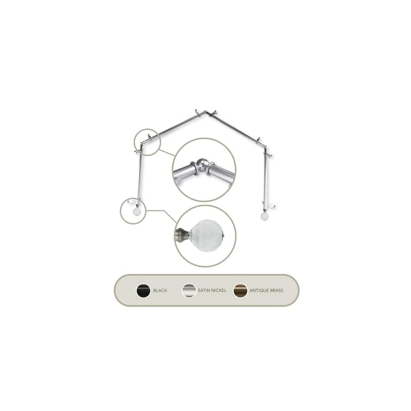 Adjustable Bay Window Curtain Rod - Telescoping Design, Satin Nickel Finish, Includes Hardware - M